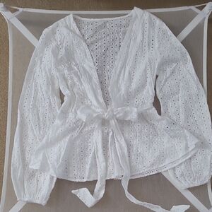 SHEIN White Eyelet Women's Top Size Small